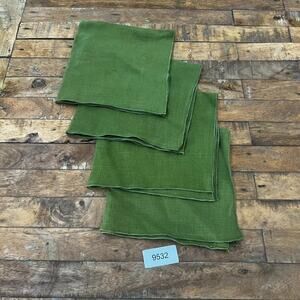 Linen Napkins Set of 4 15 x 15" Green Square